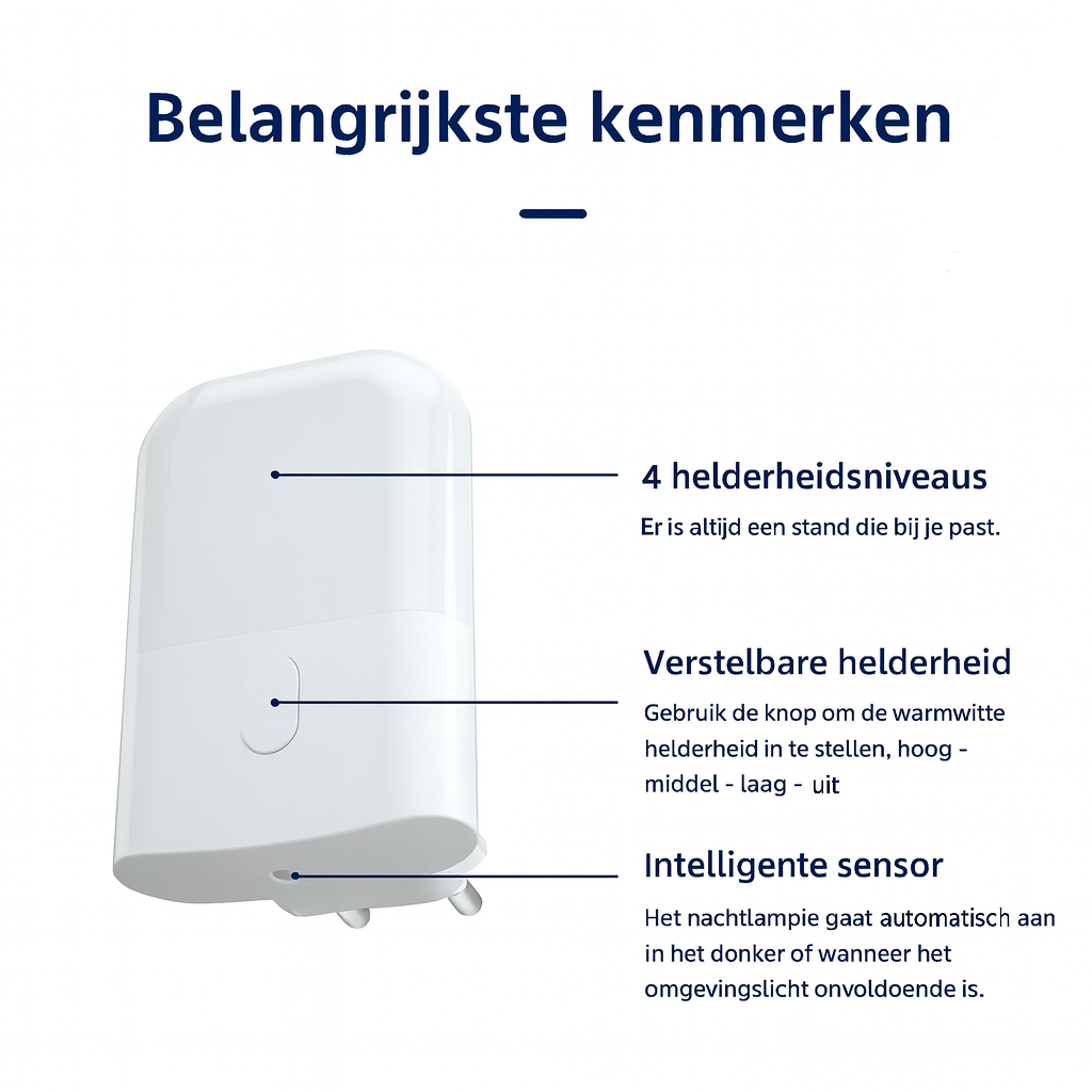 Nixen Nachtlamp met nachtsensor en 4 felheid-standen