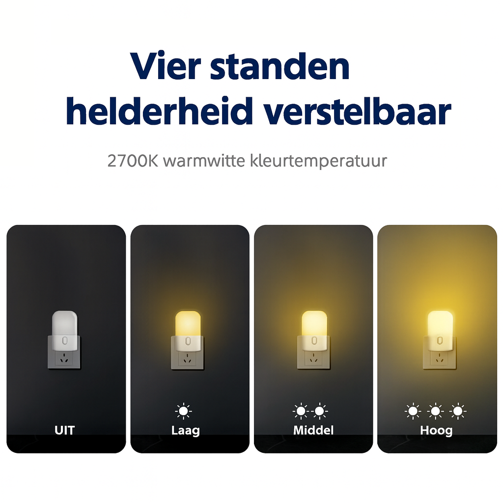 Nixen Nachtlamp 2 Stuks - met nachtsensor en 4 felheid-standen