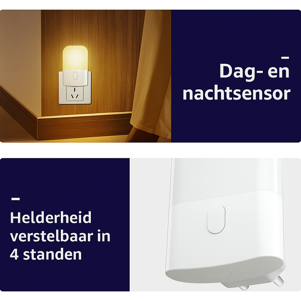 Nixen Nachtlamp 2 Stuks - met nachtsensor en 4 felheid-standen