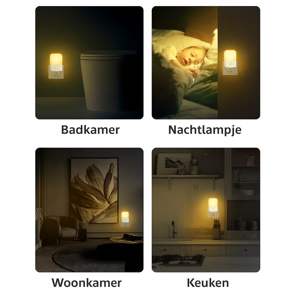 Nixen Nachtlamp 2 Stuks - met nachtsensor en 4 felheid-standen